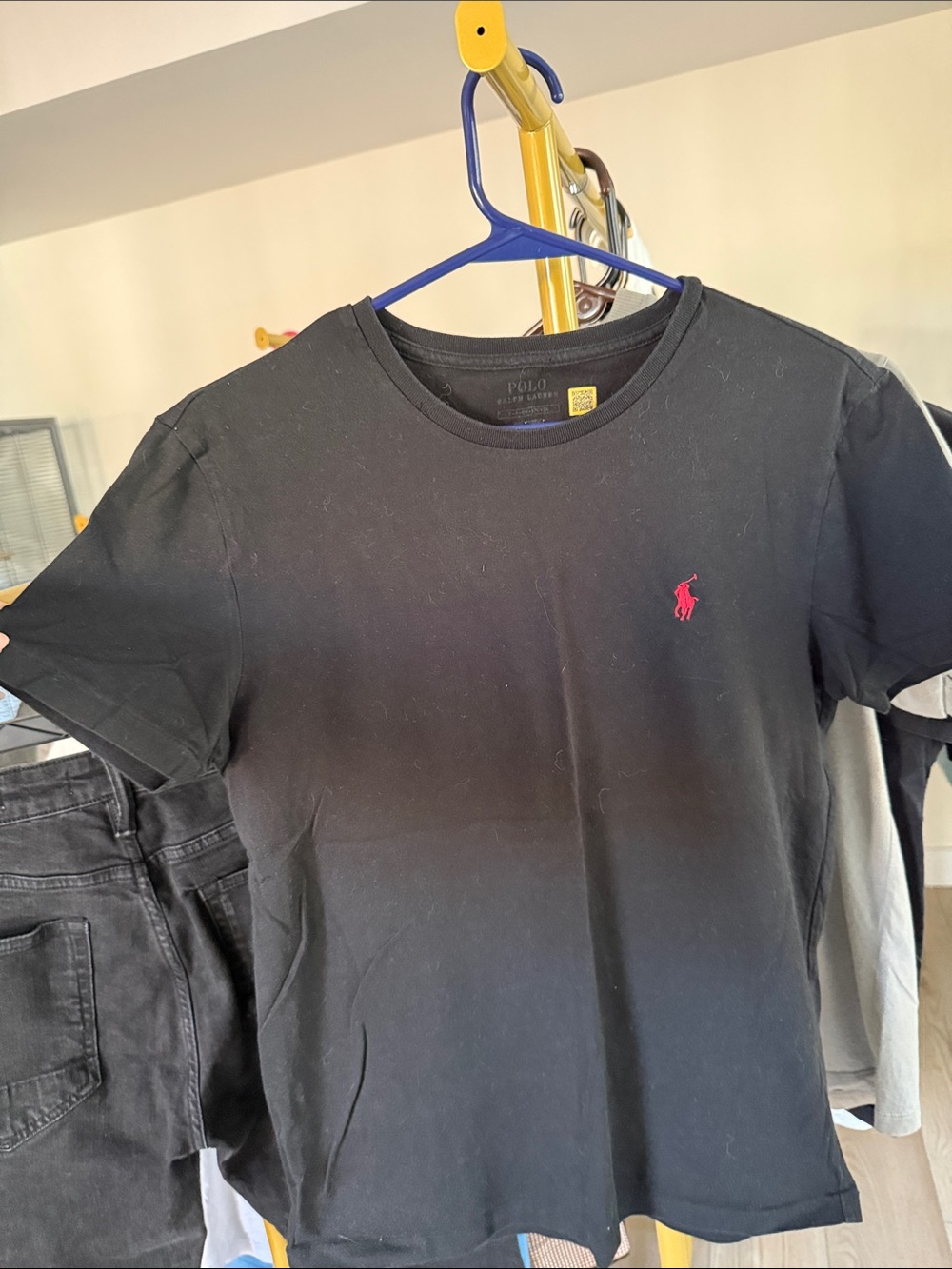 Polo by Ralph Lauren Black Short Sleeve Tee with Pink Pony Logo